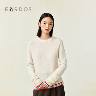 撞色条纹圆领羊绒套衫 LIUWEN×ERDOS 刘雯联名系列