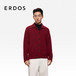 男装 ERDOS 小翻领红色羊绒开衫 25年秋冬新品 外套 厚款 新年系列