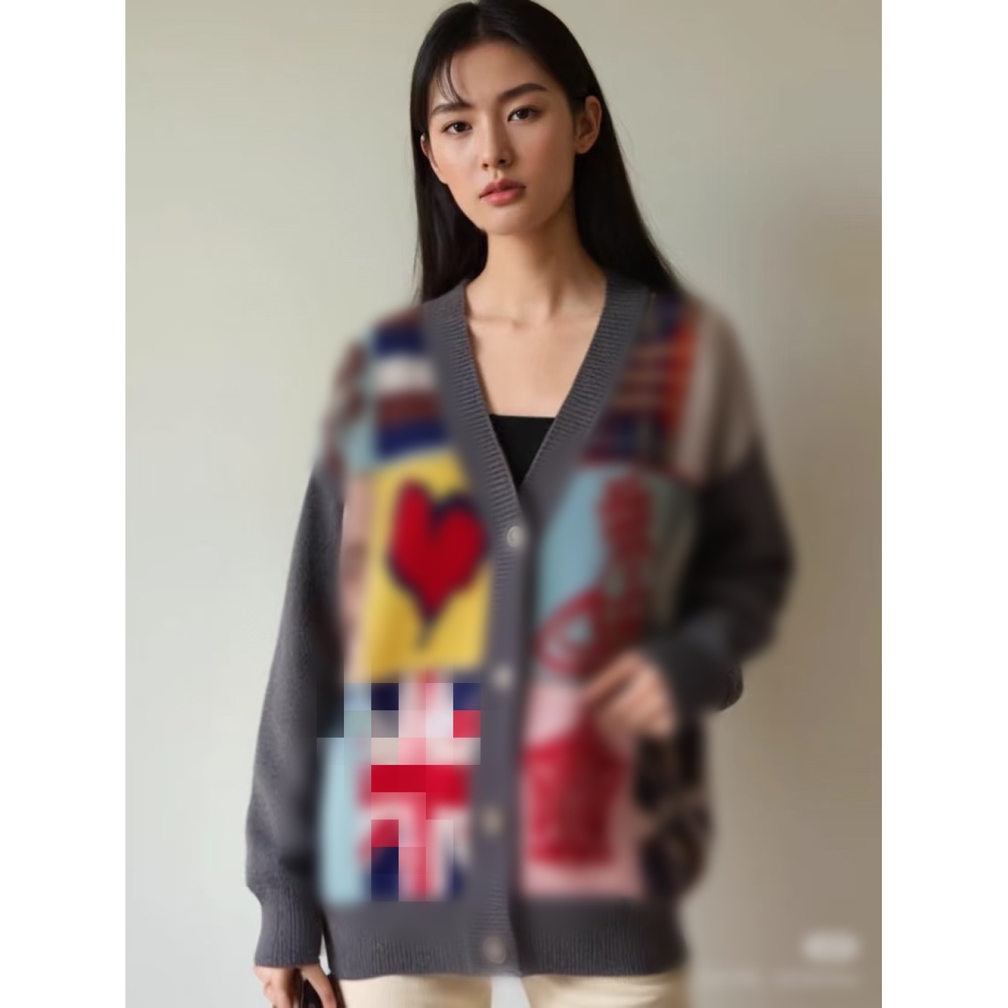 2025西太后土星正确VI家早秋新款撞色字母提花V领针织开衫