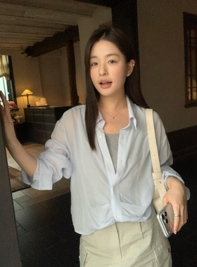 KITTIN7980夏上新韩风时尚莱赛尔假两件设计感气质长袖衬衫上衣女