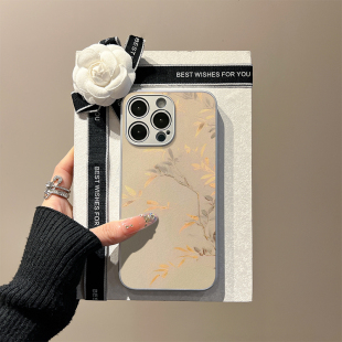 「金叶·知秋」新中式 适用于oppofindx8手机壳国风vivox200pro玻璃壳小米15金色叶子ren013文艺iqoo13pro小众