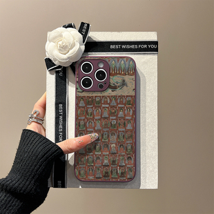 「千佛·梵影」新中式适用于苹果iphone16手机壳国风15promax玻璃壳14pro敦煌风13pro壁画佛12莫高窟11高级感