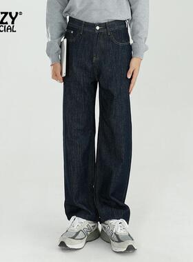 ZFZY美式复古水洗直筒牛仔裤男潮牌宽松阔腿垂感拖地长裤子春秋款