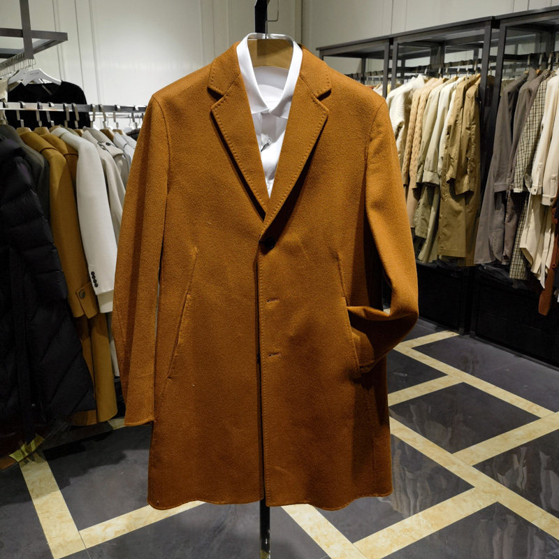 高端时尚中长款羊毛呢大衣男士秋冬新款商务西装领呢子外套诺丁山