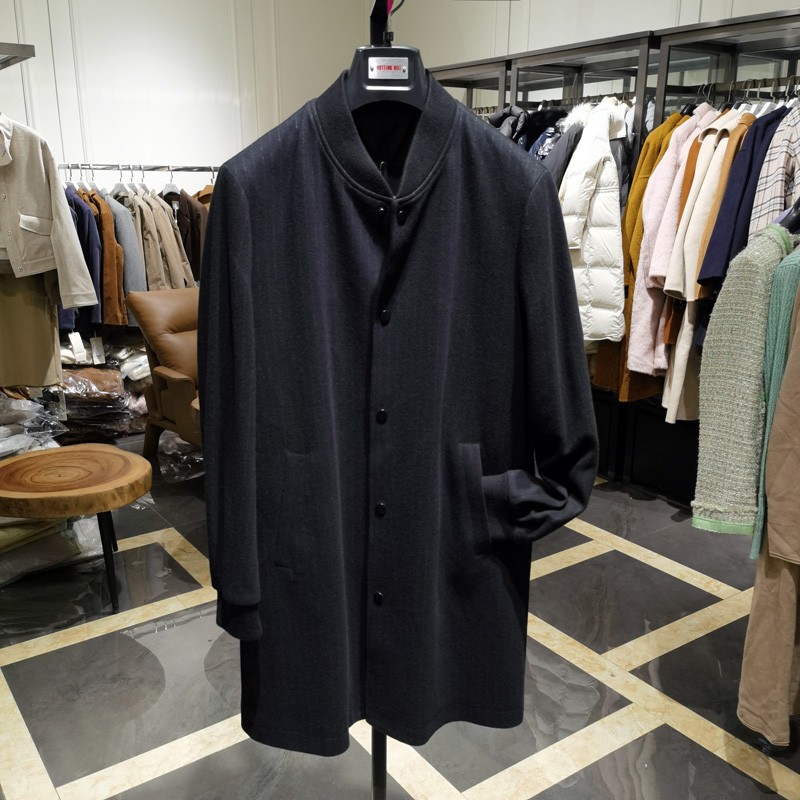 中长款棉+羊毛呢面料大衣男士秋冬新款商务棒球领呢子外套 诺丁山
