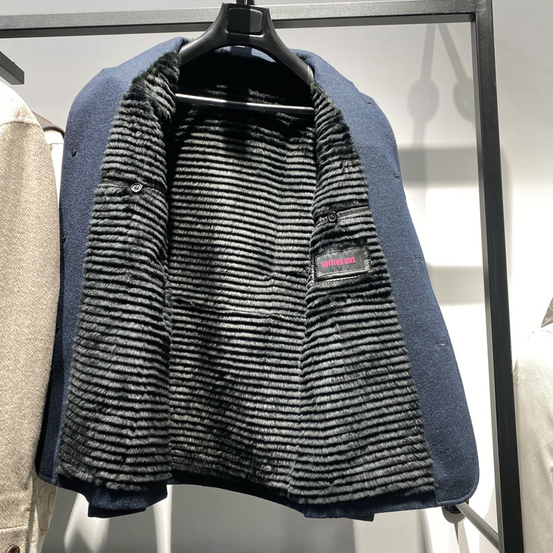 限时折扣高端兔毛内胆羊毛立领尼克服男士冬季新款保暖外套诺丁山