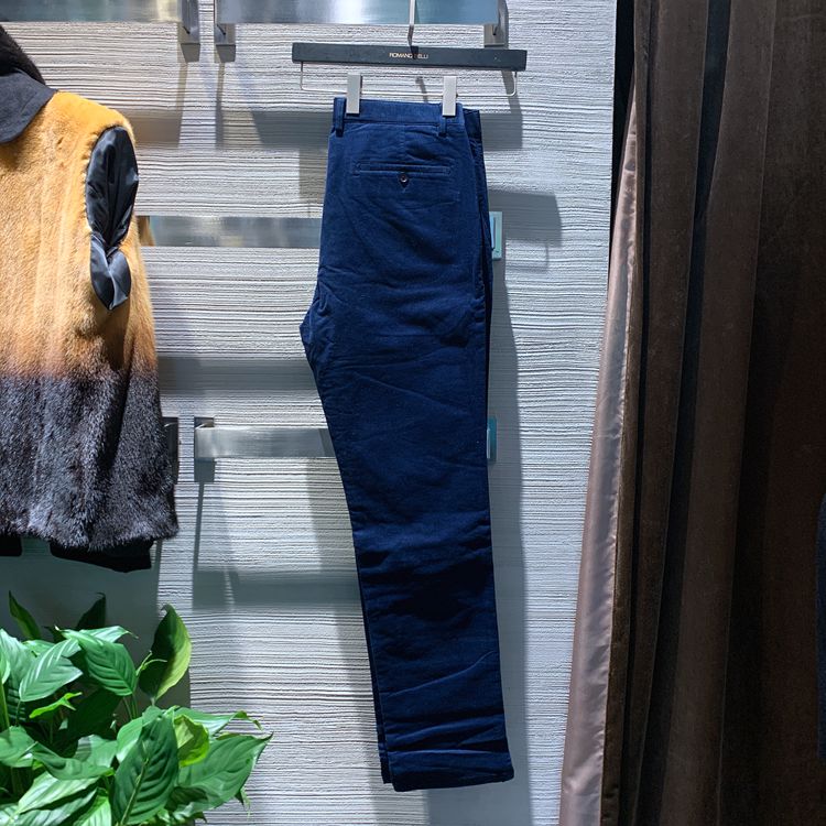 促销棉混纺舒适条绒休闲裤男士深蓝新款秋冬商务时尚直筒休闲长裤
