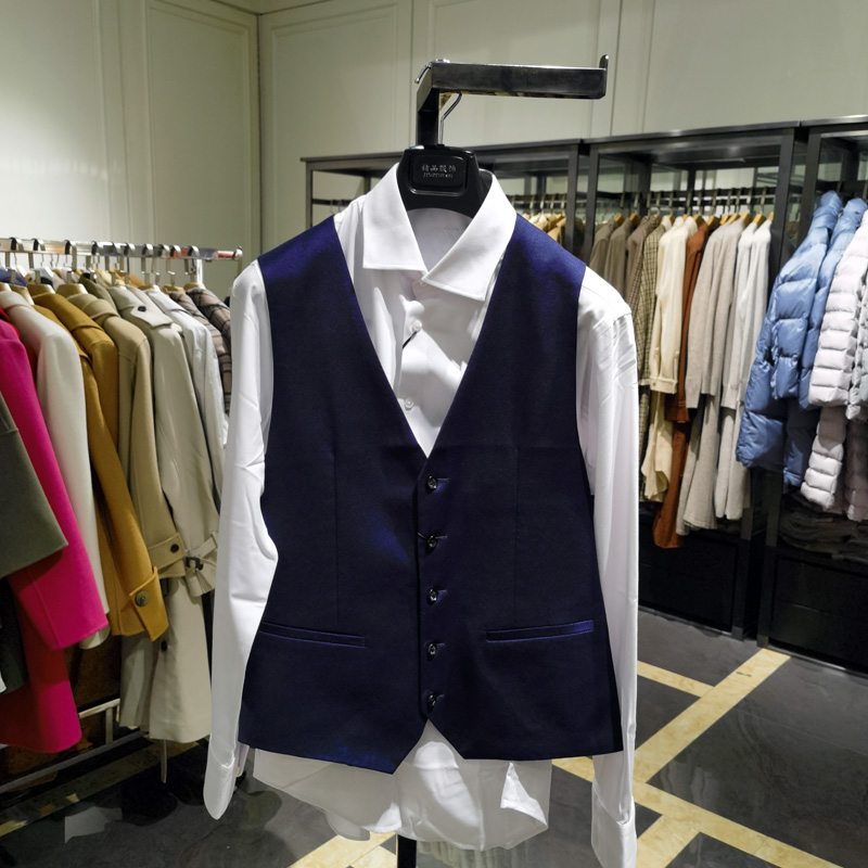 高端羊毛桑蚕丝面料商务V领马甲男士帅气秋冬新款保暖坎肩 诺丁山