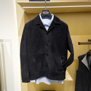 帅气绵羊皮西服外套 领反绒皮衣男商务休闲时尚 方仕 西装 春秋新款