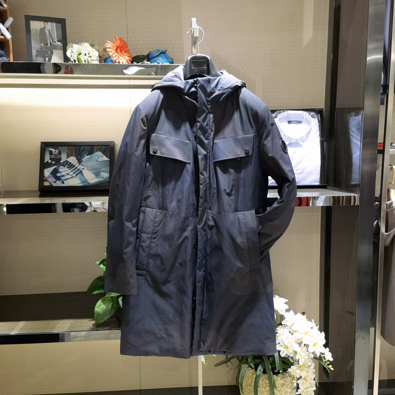 连帽中长款高端时尚羽绒服男护目镜冬季新款休闲保暖外套法莱凯帝