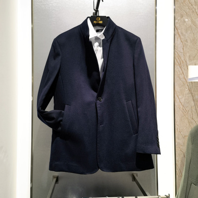 促销山羊绒大衣男立领商务休闲舒适夹棉保暖秋冬新款夹克外套方仕