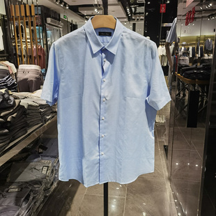 高端弹力商务翻领短袖衬衫男士夏季新款休闲舒适半袖衬衣凯文凯利