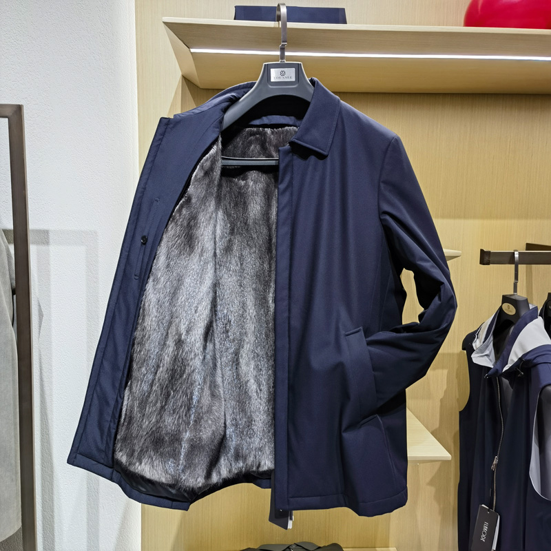 高端翻领水貂毛皮裘皮真皮草男士冬季新款商务保暖外套 法莱凯帝