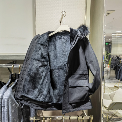 高端狐狸毛领兔毛内胆商务时尚尼克服男冬季新款保暖外套奥古利奥