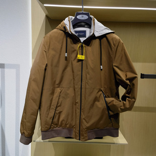 可卸连帽白鹅绒羽绒服男士秋冬季新款轻盈舒适时尚保暖外套方仕