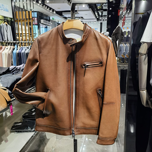 高端时尚立领皮衣男士休闲帅气绵羊皮外套保暖商务皮夹克 诺丁山