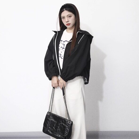 大眼LARGE EYE  薄荷清糖 小个子马卡龙色宽松抽绳冲锋衣短款外套