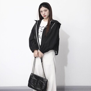 小个子马卡龙色宽松抽绳冲锋衣短款 薄荷清糖 外套 EYE 大眼LARGE