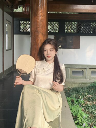 大眼自制Large eye 新中式短袖上衣短袖t恤2024夏季新款百搭显瘦