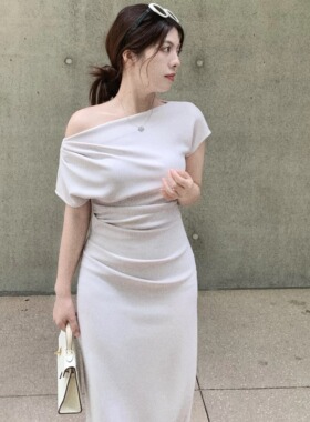 大眼LARGE EYE 美神降临 弹力绝美白月光礼服包臀修身长裙旅游裙