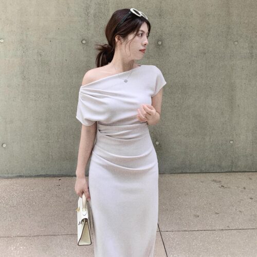 LARGE EYE大眼自制 美神降临 弹力绝美白月光礼服包臀修身长裙