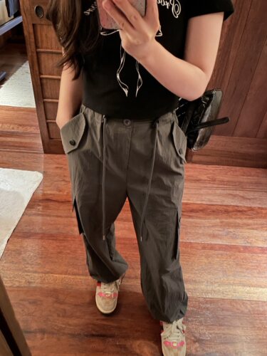 大眼large eye小个子工装裤2024新款夏季薄款宽松直筒休闲裤