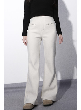 LARGE EYE 自留标杆 小个子加绒喇叭裤白色微喇裤冬韩系加厚慵懒