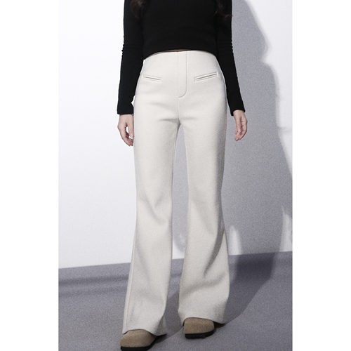 LARGE EYE 自留标杆 小个子加绒喇叭裤白色微喇裤冬韩系加厚慵懒