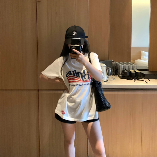 大眼LARGE EYE 时装周刊 美式小个子街头感短袖上衣修身微宽松T恤