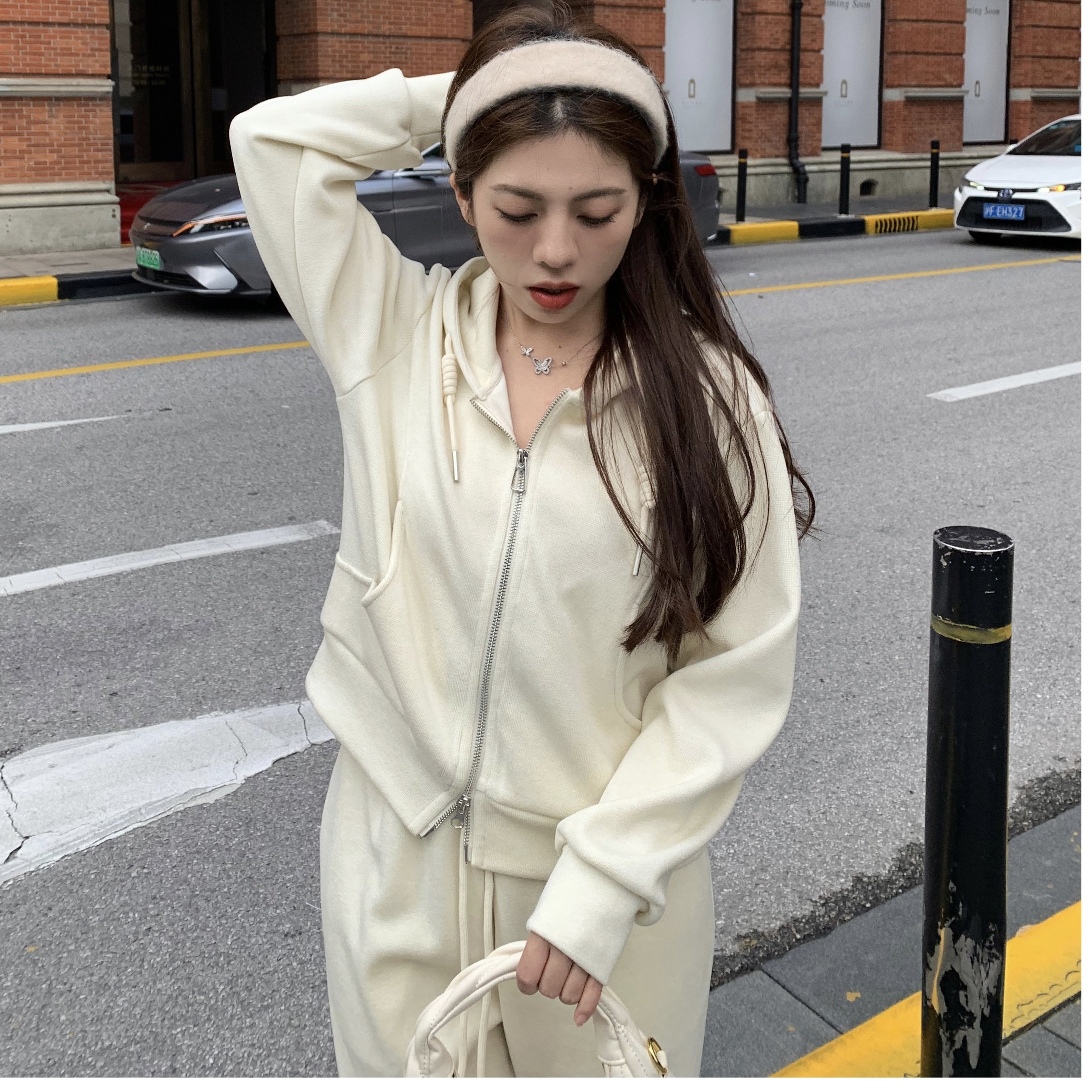 大眼LARGE EYE 云朵LU风卫衣套装休闲风抽绳阔腿裤两件套