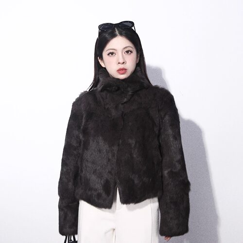 大眼LARGE EYE 千金兔 高品质保暖草兔毛皮草小个子短外套高级女