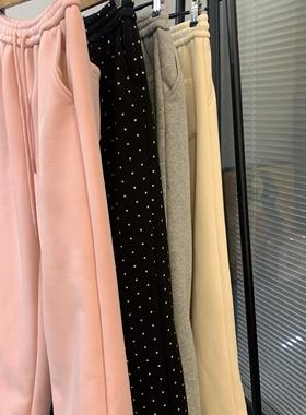 大眼LARGE EYE小个子秋冬加绒加厚休闲裤女宽松百搭直筒裤卫裤