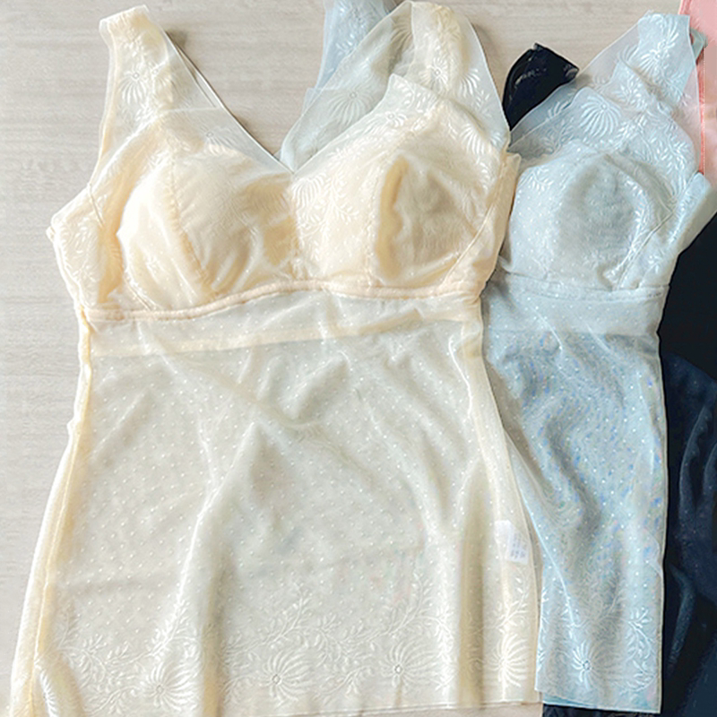 塑身桑蚕丝女带胸垫背心内衣