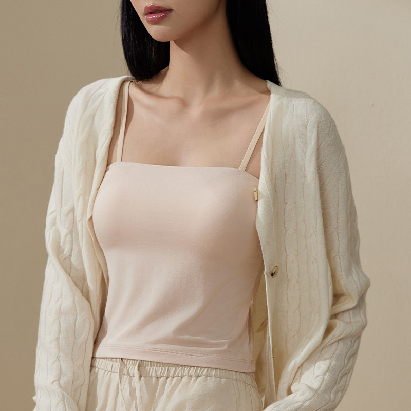 春夏背心文胸一体式百搭带胸垫吊带内搭打底上衣美背防走光内衣