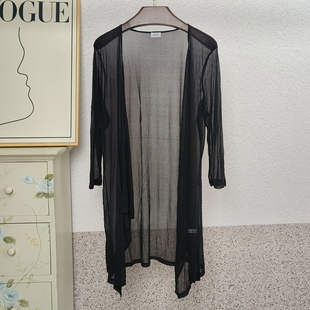 瑕疵清 夏季女薄型加捻真丝披肩100%桑蚕丝中长款七分袖外套坎肩