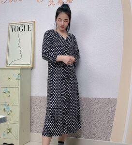 裹胸裙桑蚕丝印花七分袖连衣裙