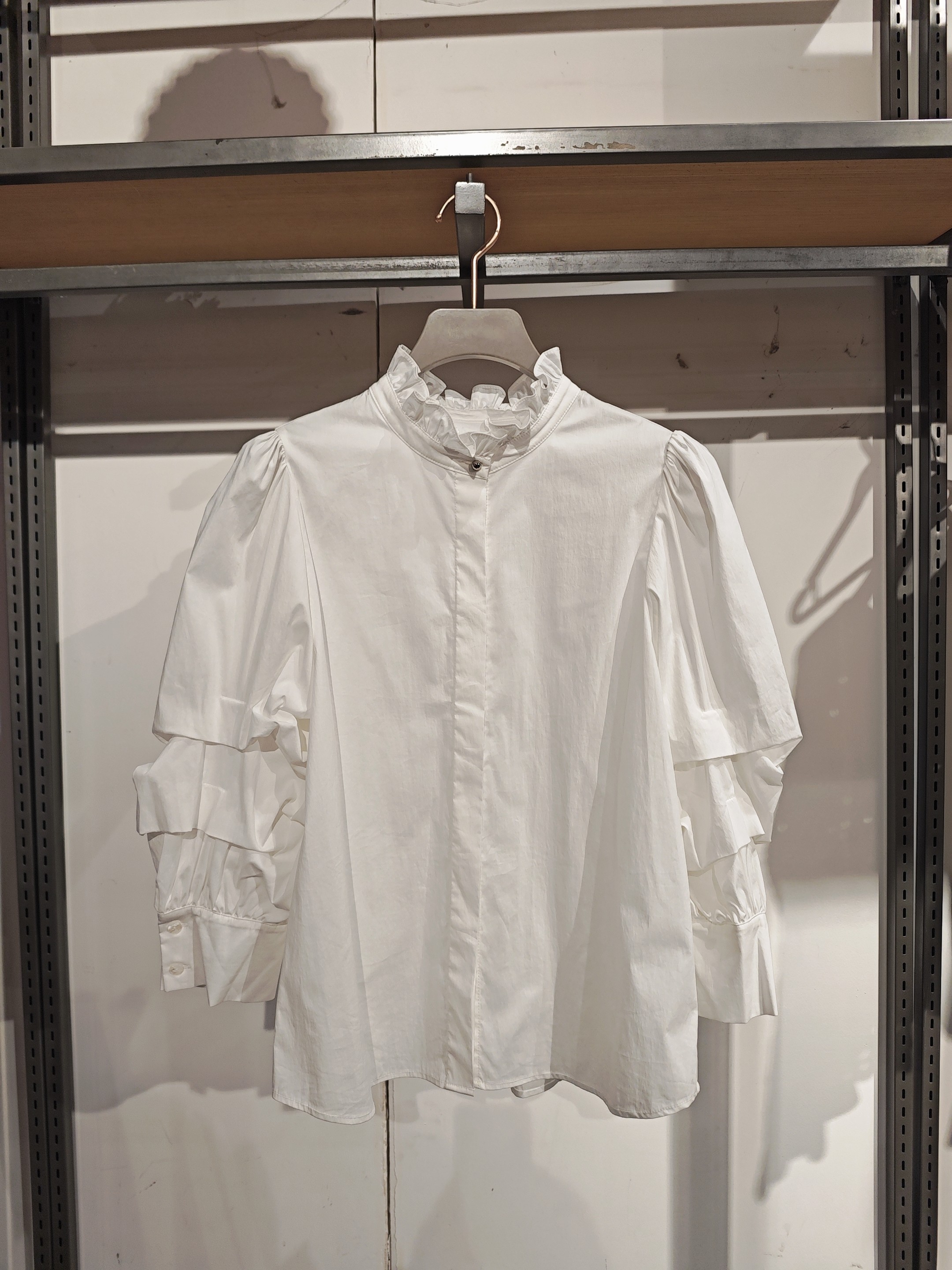 L系列＆专柜秋款清仓福利 棉质 时尚木耳边长袖衬衫 NO退NO换