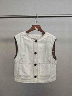 Ka系列＆专柜25夏 195 天丝亚麻撞色牛仔马甲