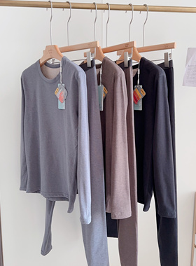 #66608 羊绒+桑蚕丝 男士双倍绒保暖秋衣套装无骨缝合不卷边