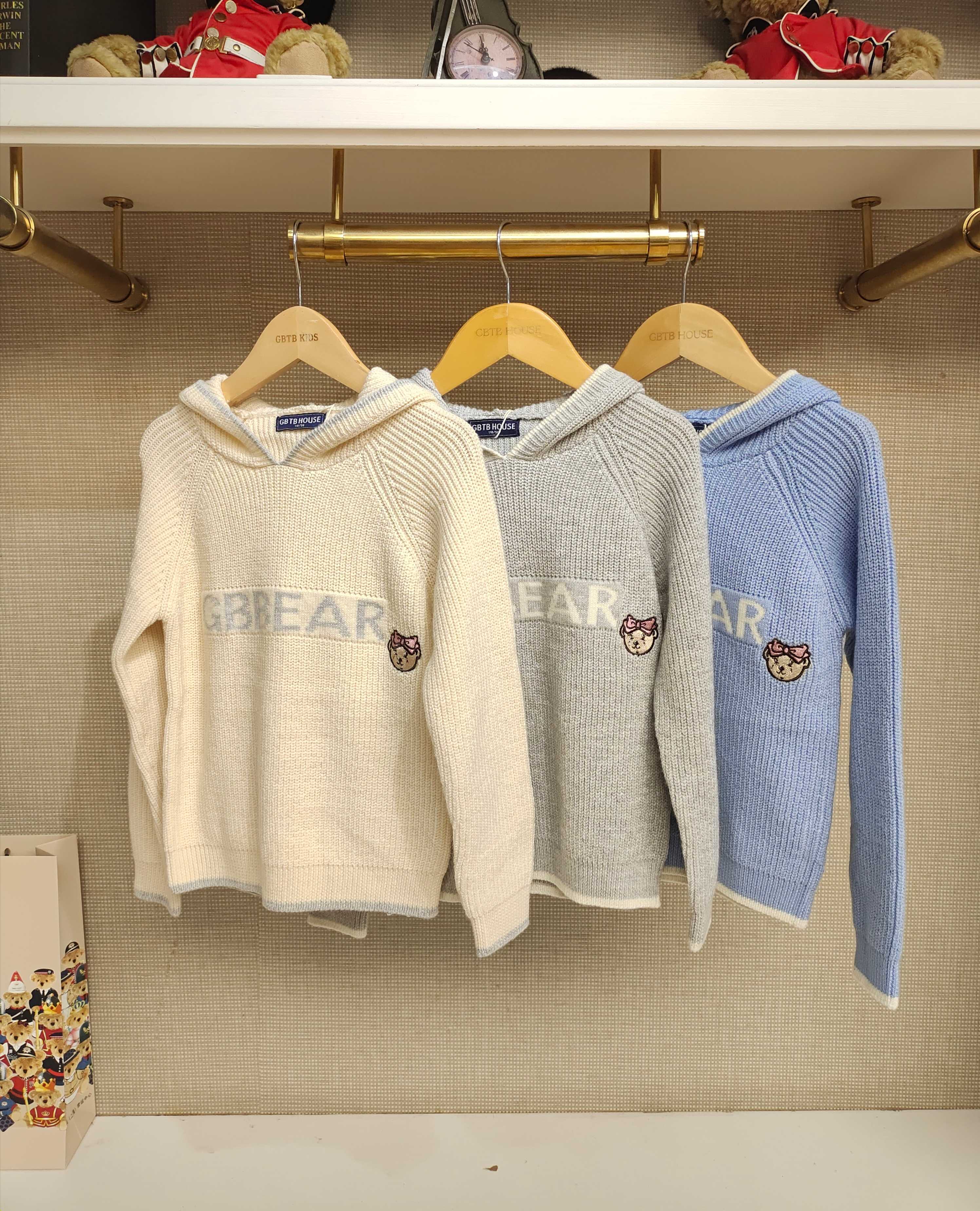 英国泰迪熊＆专柜童装 小熊刺绣 简约百搭针织帽衫 G5WW03