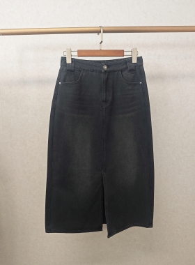 大牌h专柜&25春款福利 下摆开叉 棉质牛仔半裙（仅换码）14364