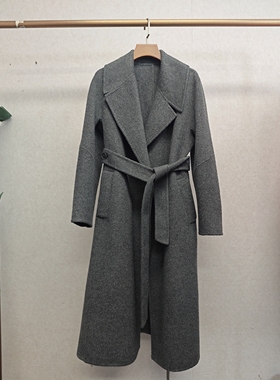 大牌h专柜＆冬款福利 绵羊毛桑蚕丝骆驼绒 浴袍款长呢大衣 12745