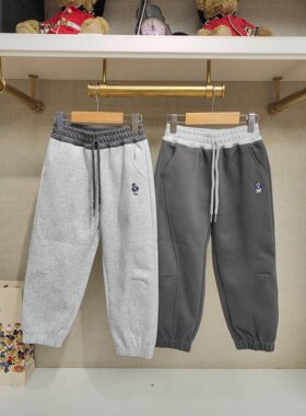 英国泰迪熊＆专柜童装清仓 棉质松紧腰撞色百搭束口卫裤 G5FP01