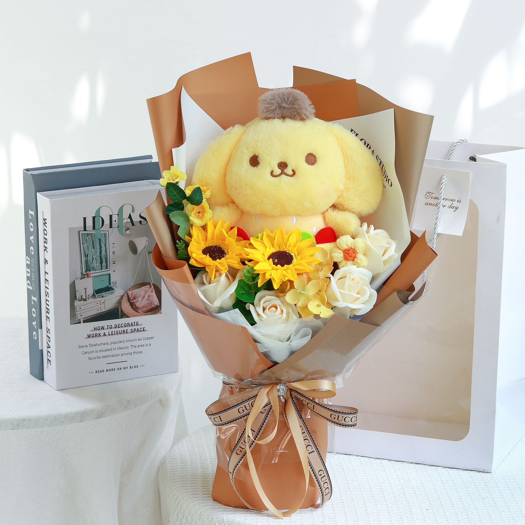 布丁狗卡通花毛绒公仔布偶娃娃520纪念送女朋友老婆创意生日礼物