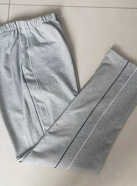 学生校服裤子南韩丝浅灰色前白绳后藏蓝绳不挨着休闲裤直筒运动裤