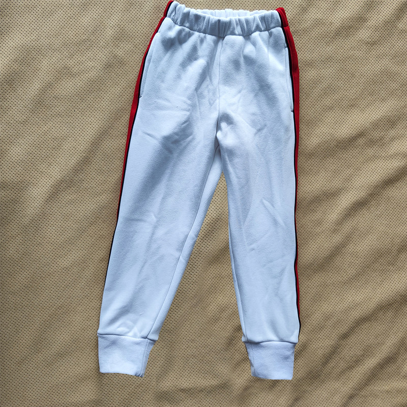 统一定制校服裤子南韩丝白色收口前后黑绳拼大红宽杠休闲筒运动裤,女装/女士精品,学生校服,淘宝优惠券,粉丝福利购,淘宝优惠卷