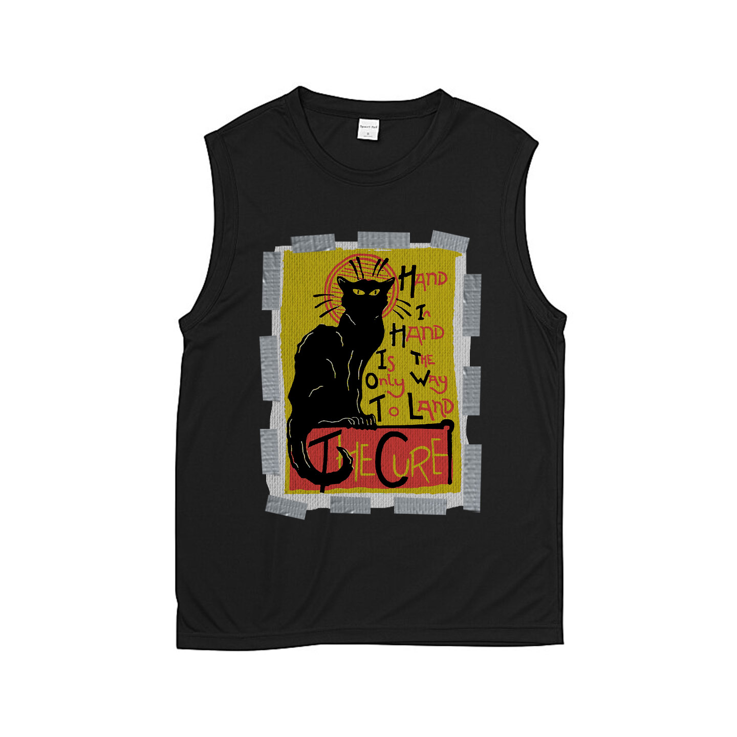 the cure黑猫布面印花压胶治愈摇滚文艺哥特男女无袖T坎肩