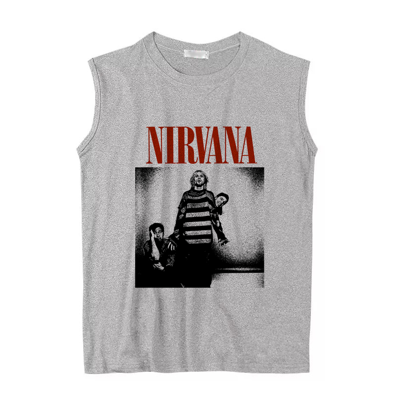 科特柯本nirvana涅盘乐队数码印花透气柔软朋克坎肩背心无袖T恤