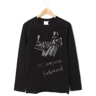computer手写手绘电台司令文艺风纯棉长袖 radiohead T恤 kid