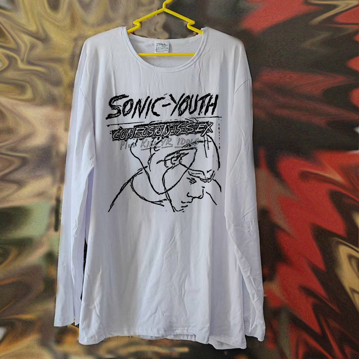 音速青年sonic youth punk亚文化朋克风拼接袖男女长袖T恤